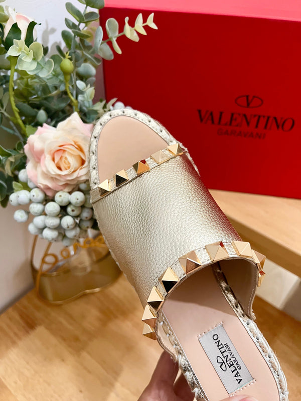 Valentino Mule Wedge Silver Leather 240593