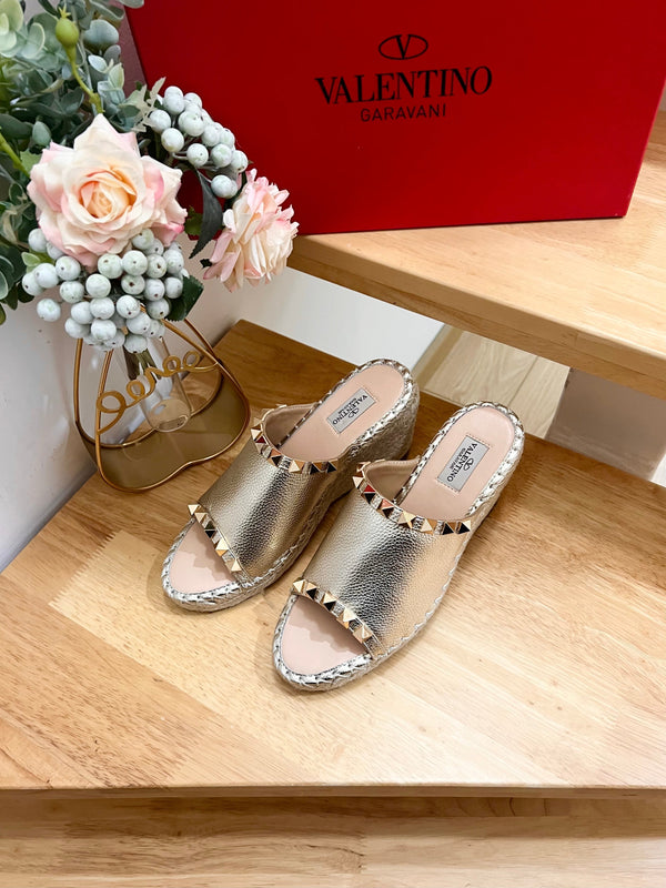 Valentino Mule Wedge Silver Leather 240593