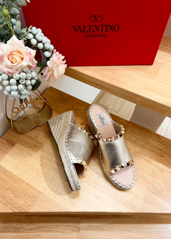 Valentino Mule Wedge Silver Leather 240593