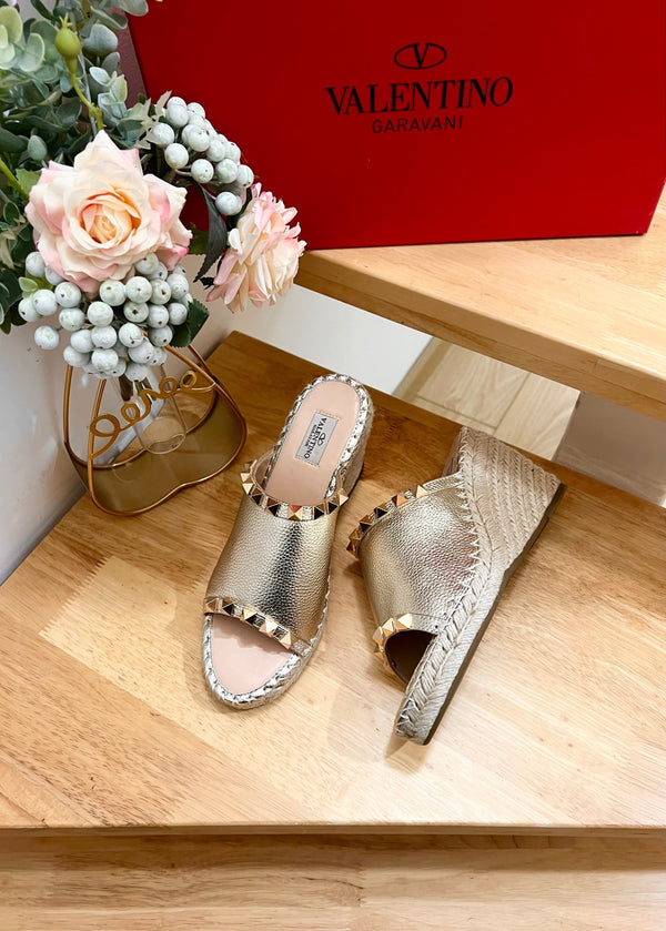 Valentino Mule Wedge Silver Leather 240593