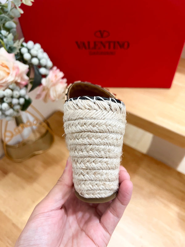 Valentino Mule Wedge Black Leather 240592