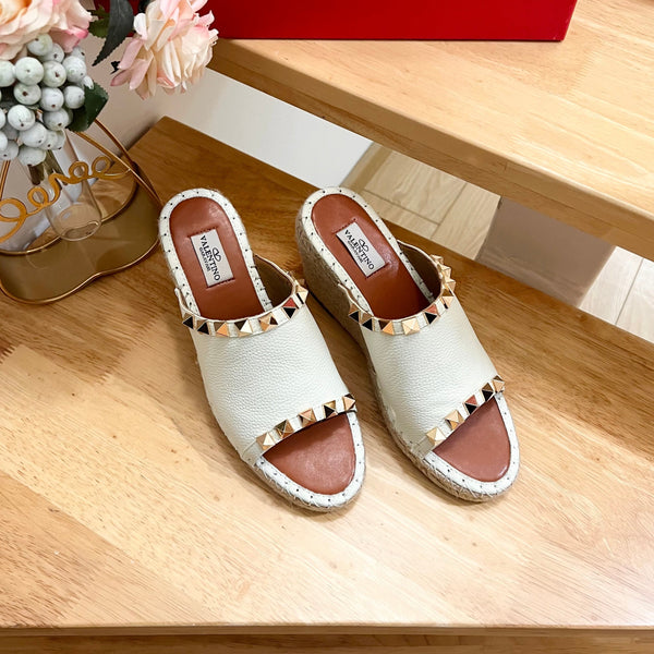 Valentino Mule Wedge White Leather 240594