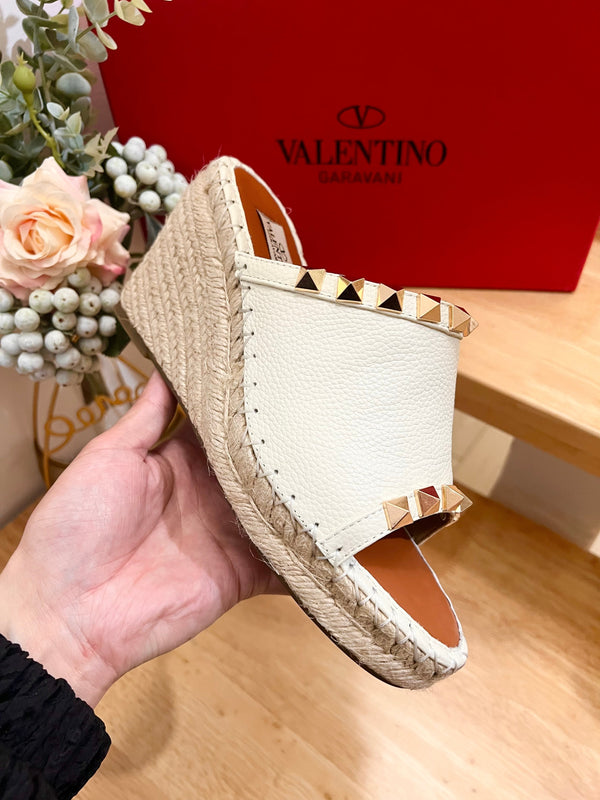 Valentino Mule Wedge White Leather 240594