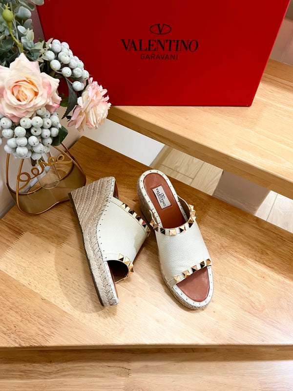 Valentino Mule Wedge White Leather 240594