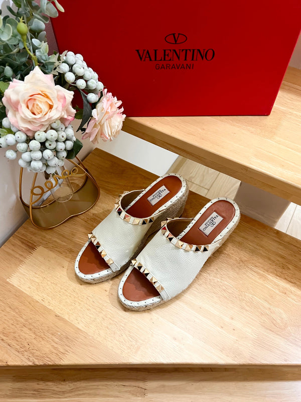 Valentino Mule Wedge White Leather 240594