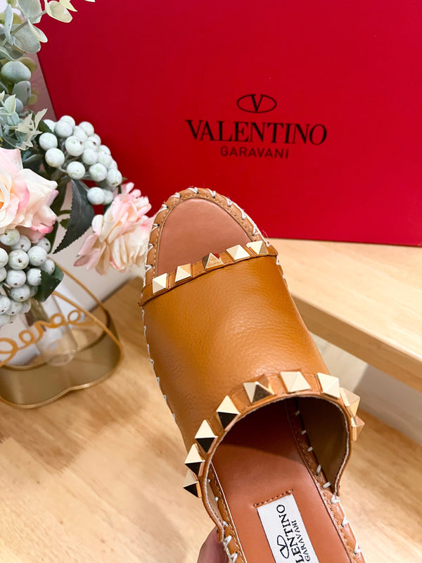 Valentino Mule Wedge Brown Leather 240595