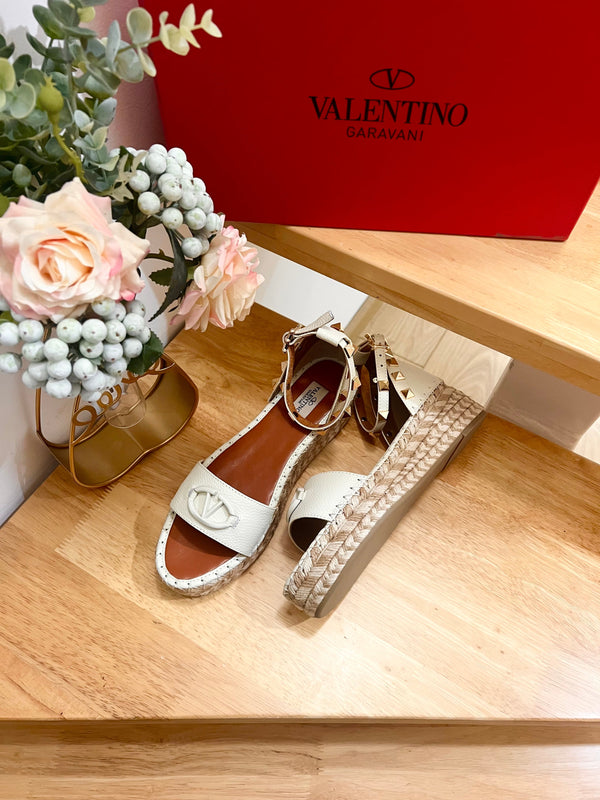 Valentino 25 Platform Sandal White Leather 240601