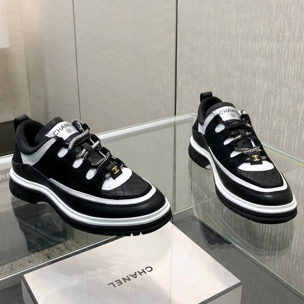 LOW TOP CASUAL SHOES IN BLACK MIX WHITE LAMBSKIN AND SUEDE