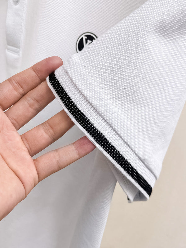 LV POLO IN COTONE A FIBRA LUNGA CON FINITURE BIANCHE E NERE 238771