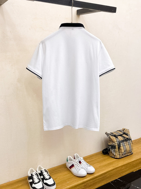 LV POLO IN COTONE A FIBRA LUNGA CON FINITURE BIANCHE E NERE 238771