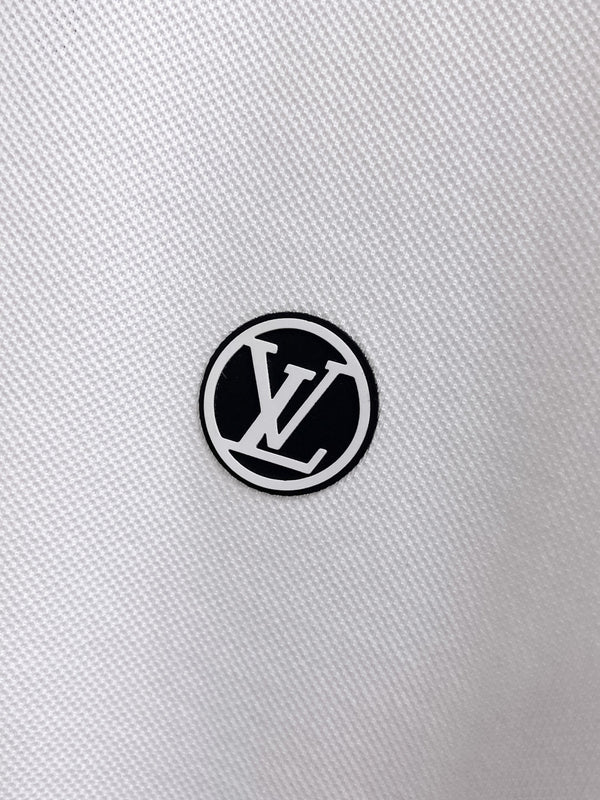 LV POLO IN COTONE A FIBRA LUNGA CON FINITURE BIANCHE E NERE 238771