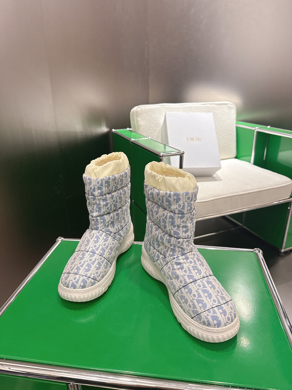 Dior 2025 Frost Ankle Boot Blue White Frabic Calfskin Wool 507566