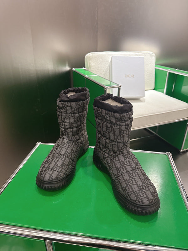 Dior 2025 Frost Ankle Boot Black Gray Frabic Calfskin Wool 507567