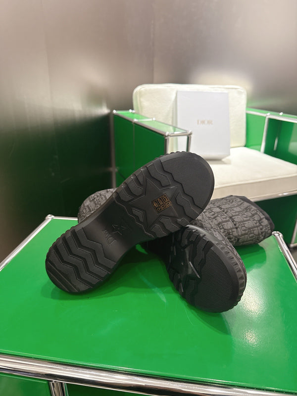 Dior 2025 Frost Ankle Boot Black Gray Frabic Calfskin Wool 507567