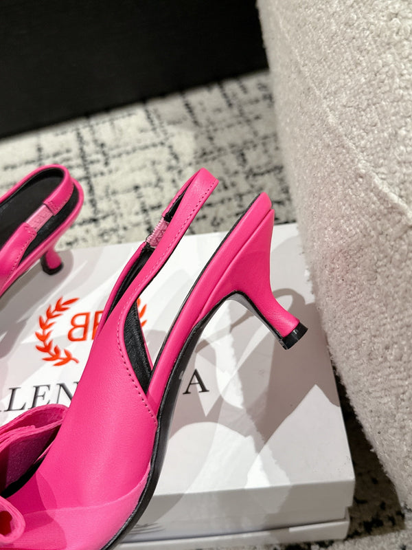 CAMICIA KNIFE 45MM SLINGBACK IN COTONE ROSA PUNZONATO E PELLE DI VITELLO