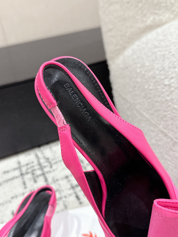 CAMICIA KNIFE 45MM SLINGBACK IN COTONE ROSA PUNZONATO E PELLE DI VITELLO