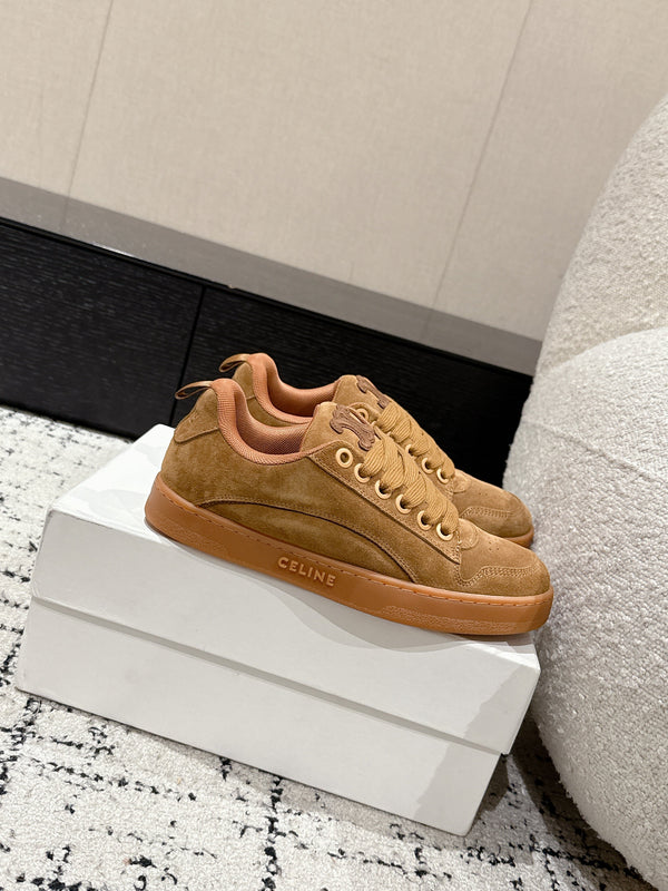 CELINE 25C Huntington Low Top Sneaker Copper Brown Suede 232345