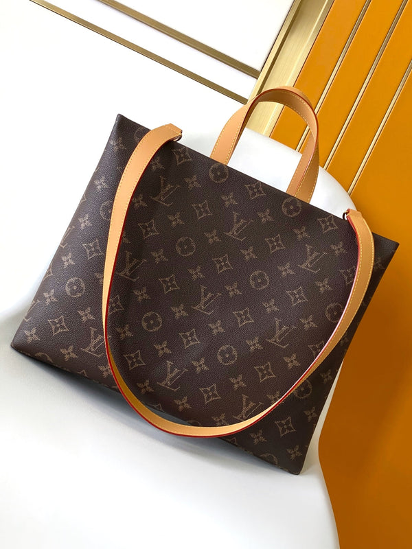 LV Shopper Tote MM 40cm Brown Monogram Canvas GHW
