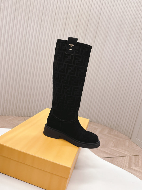 Fendi 25 High Boots Black Suede 500938