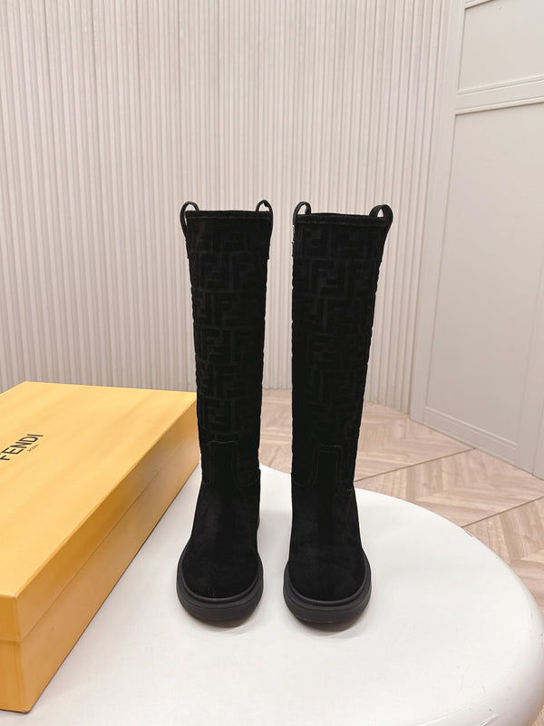 Fendi 25 High Boots Black Suede 500938