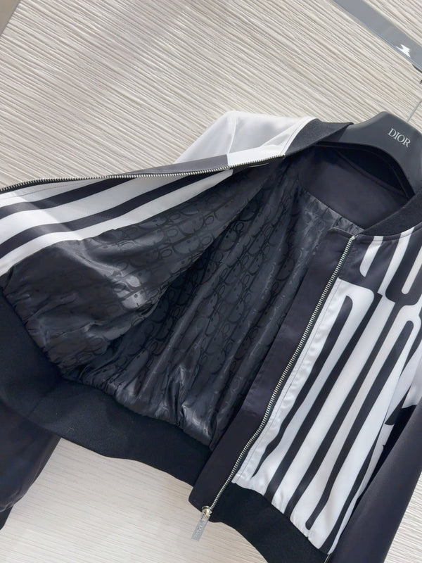 CD 25 Baseball Jacket Black White Polyester