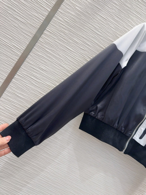 CD 25 Baseball Jacket Black White Polyester