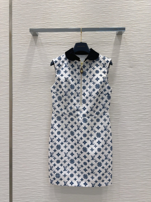 LV 25 Vest Dress Blue Polyester