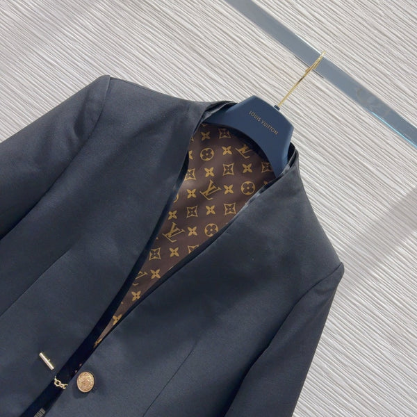 Giacca LV 25 Flower in poliestere e lana nera