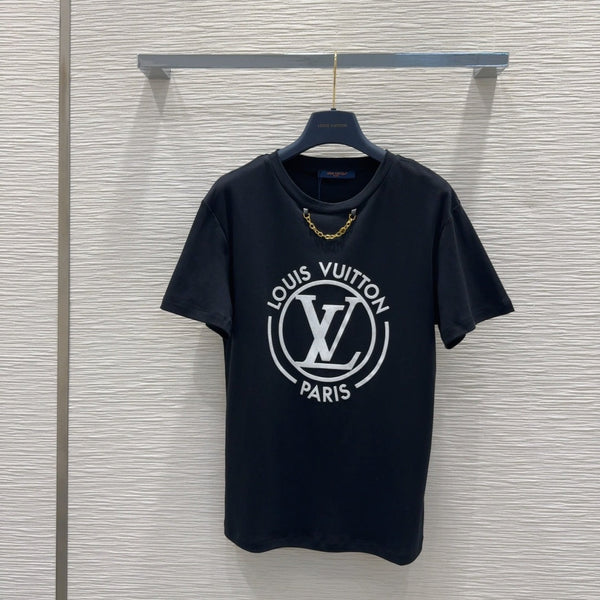 LV 25 Four-Leaf Clover Prints T-shirt Black Cotton