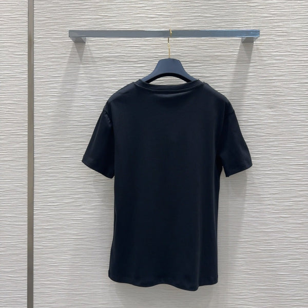 LV 25 Four-Leaf Clover Prints T-shirt Black Cotton