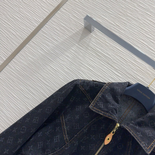LV 25 Denim Jacket Black Blue Cotton