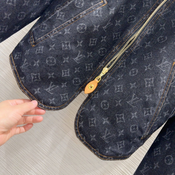 LV 25 Denim Jacket Black Blue Cotton