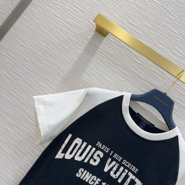 LV 25 T-shirt Black White Cotton