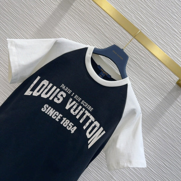 LV 25 T-shirt Black White Cotton