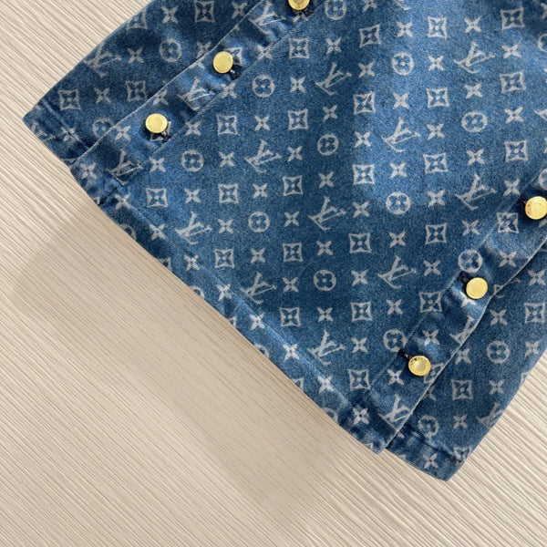 LV 25 Skirt Suit Series Personality Denim Blue Cotton