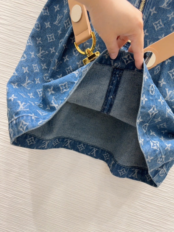 LV 25 News Denim Dress Blue Cotton