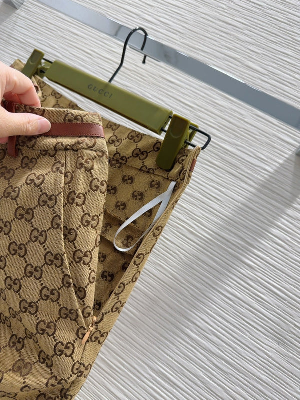 Gucci 2025 Pant Camel and Ebony Polyester Fiber