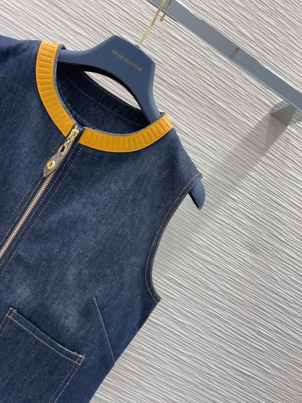 LV 25 Vest Dress Blue Mix Yellow Cotton