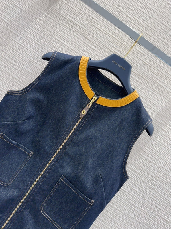 LV 25 Vest Dress Blue Mix Yellow Cotton