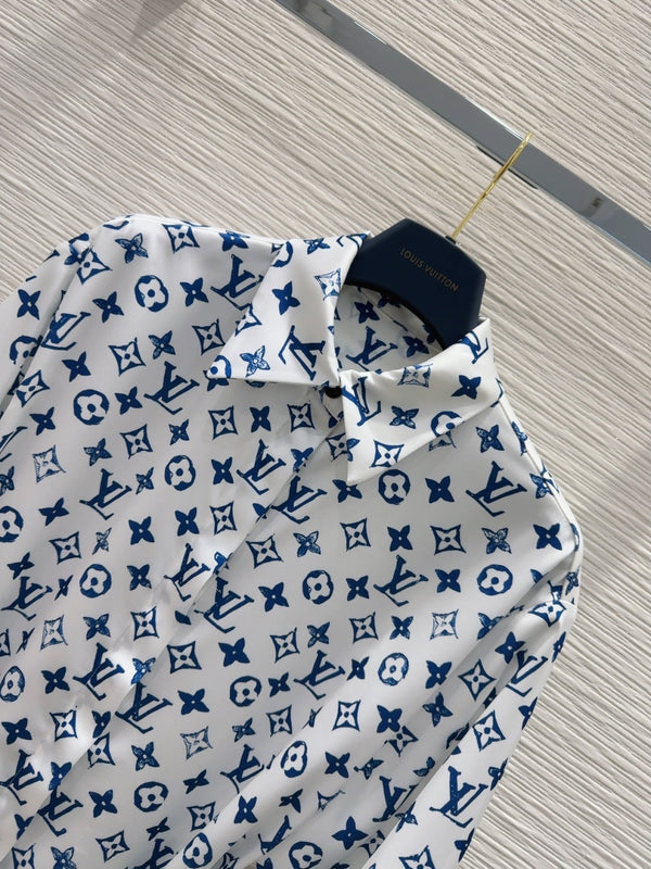 LV 25 Long Sleeve Dress Blue Polyester