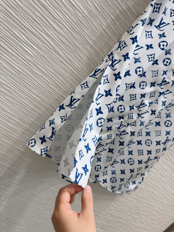 LV 25 Long Sleeve Dress Blue Polyester