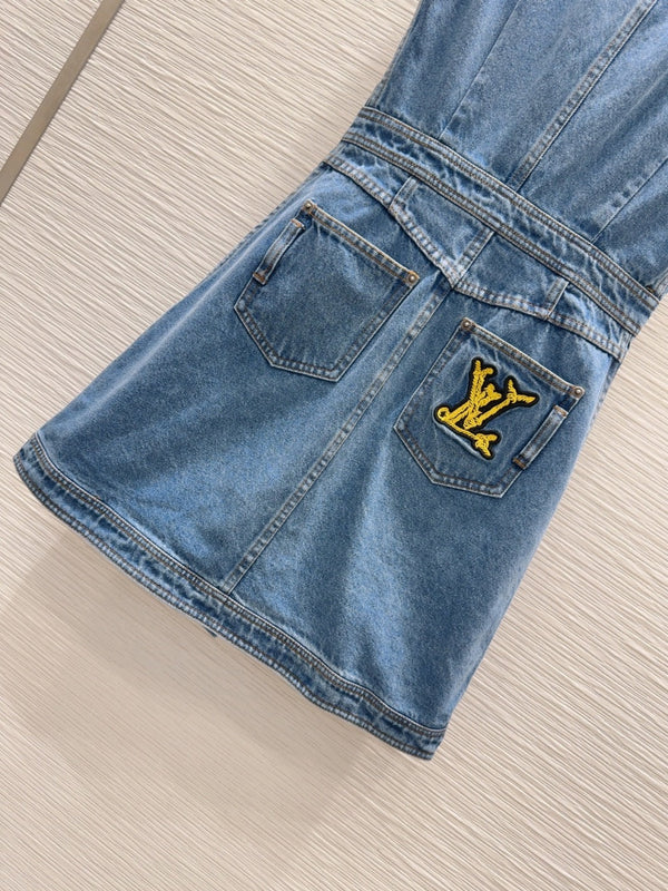 LV 25 Denim Dress With Pocket Blue Cotton