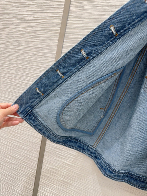 LV 25 Denim Dress With Pocket Blue Cotton