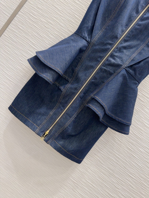 LV 25 Denim Dress Blue Cotton