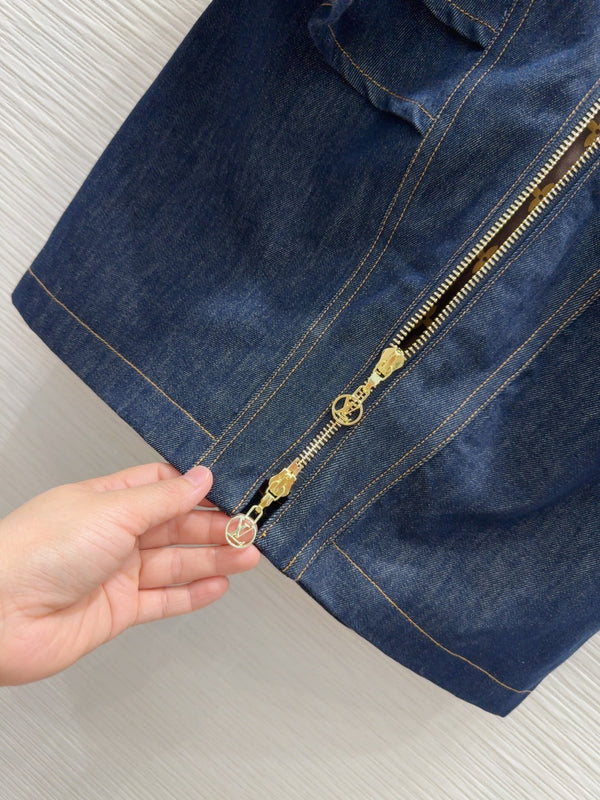 LV 25 Denim Dress Blue Cotton