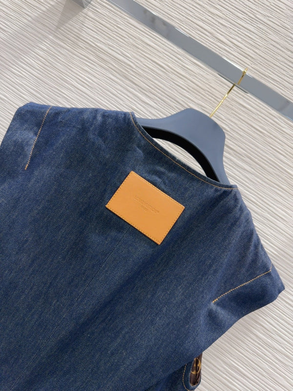 LV 25 Denim Dress Blue Cotton
