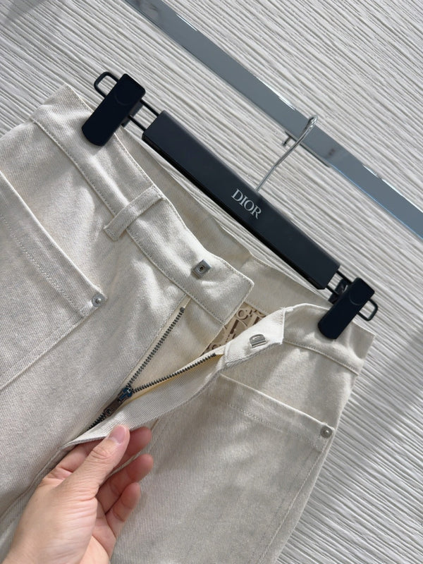 CD 2025 Pants Light Beige Cotton