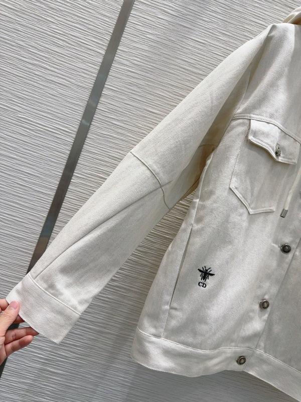 CD 2025 Hoodie Jacket Light Beige Cotton