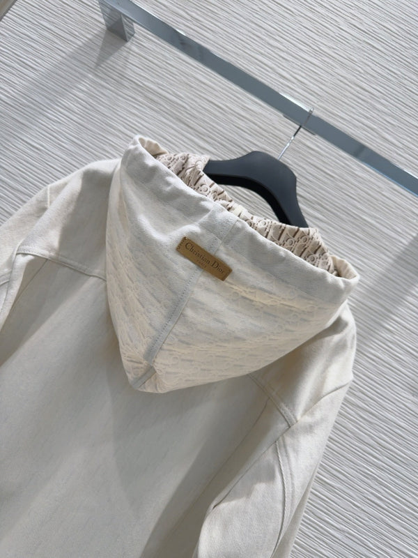 CD 2025 Hoodie Jacket Light Beige Cotton