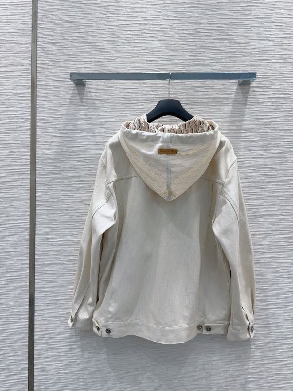 CD 2025 Hoodie Jacket Light Beige Cotton